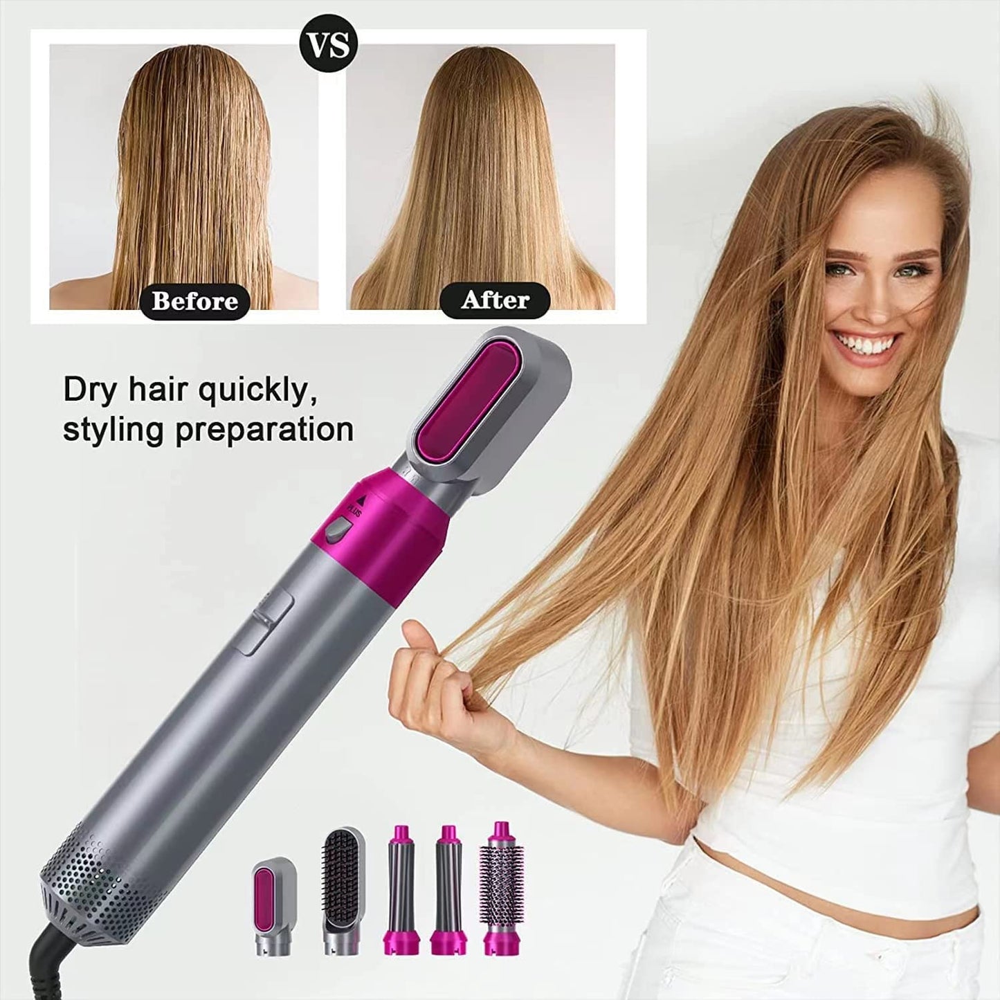 5 in 1 Hot Air Brush Hair Dryer & Volumizer