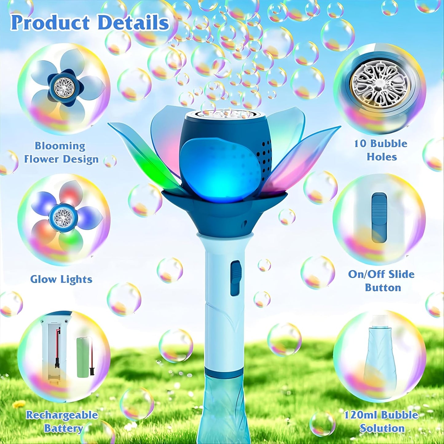 lotus flower design bubble wand  kids toy