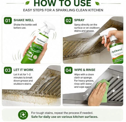 Flycleanse Multi Surface Kitchen Cleaner and Heavy Duty Grease & Oil Stain Remover(Pack of 2)