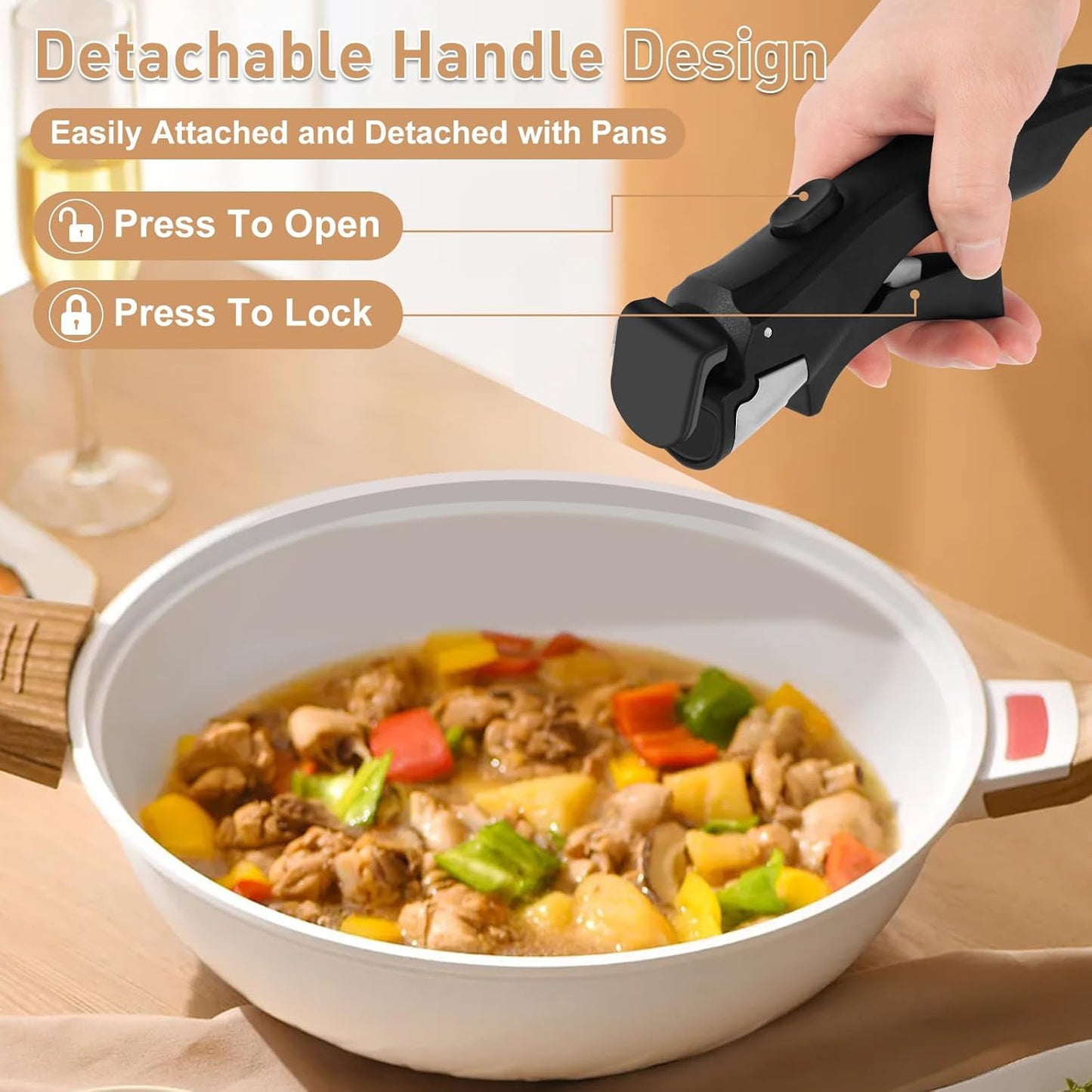 Multipurpose Universal Pot Handle - Detachable Holder for Cookware,