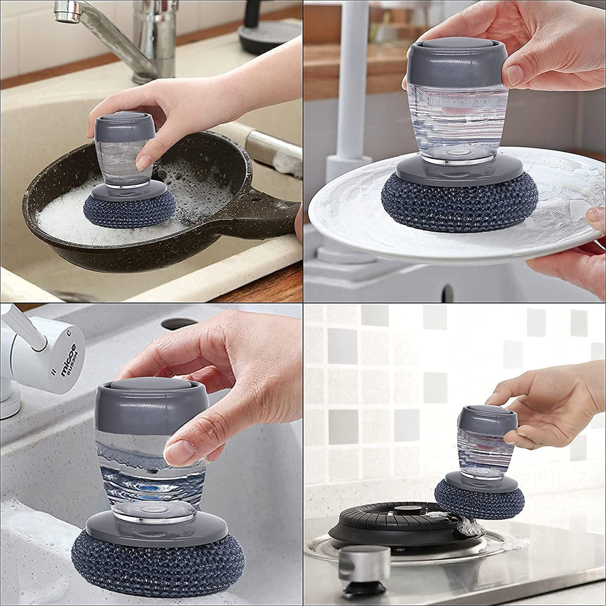 2 In 1 Liquid Soap Dispensing Brush (Pack of 2)